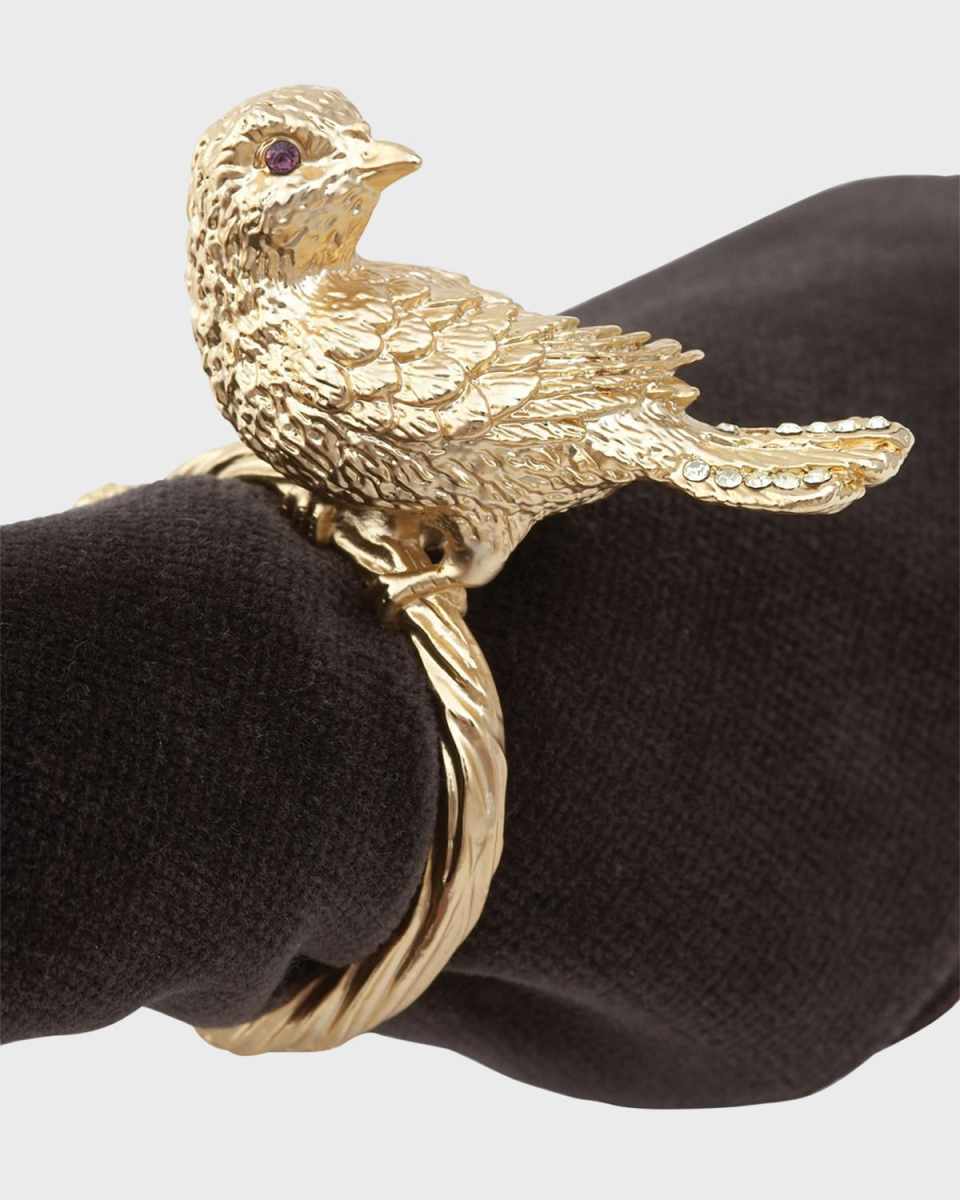 Four "Gold Bird" Napkin Rings